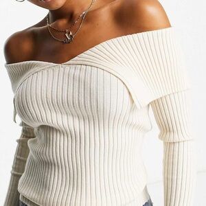 ASOS Cream Off-the-Shoulder Sweater